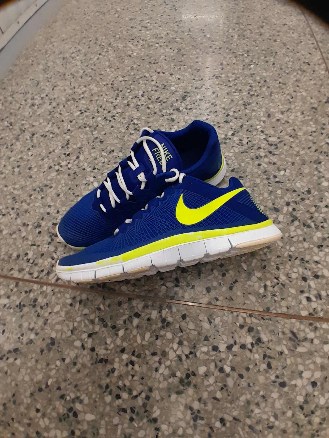 Nike Free RN Flyknit Running Shoes - Blue/Yellow Men's size 13