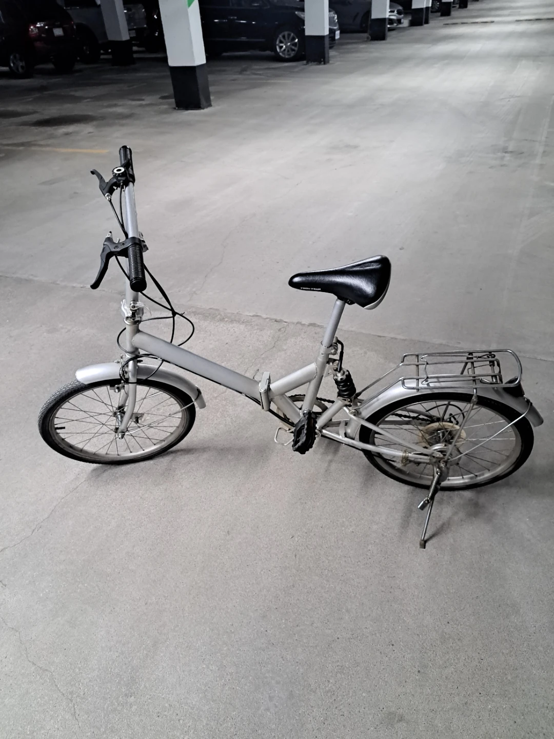 Silver Folding Bike with Rear Rack