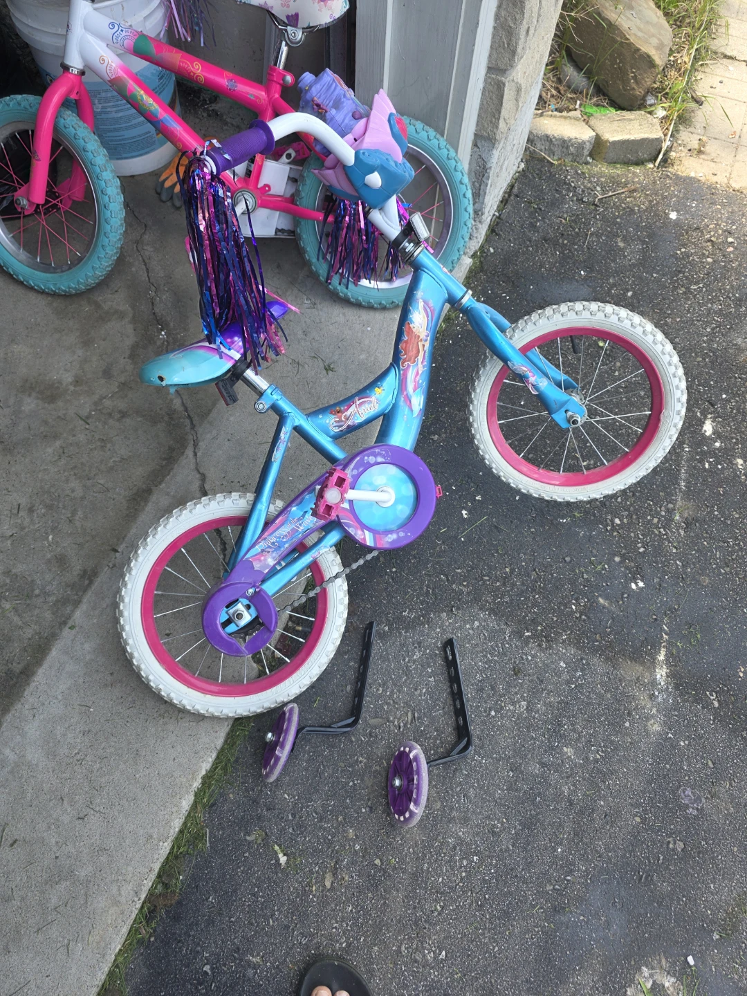 Blue and Pink Kids Bike with Training Wheels