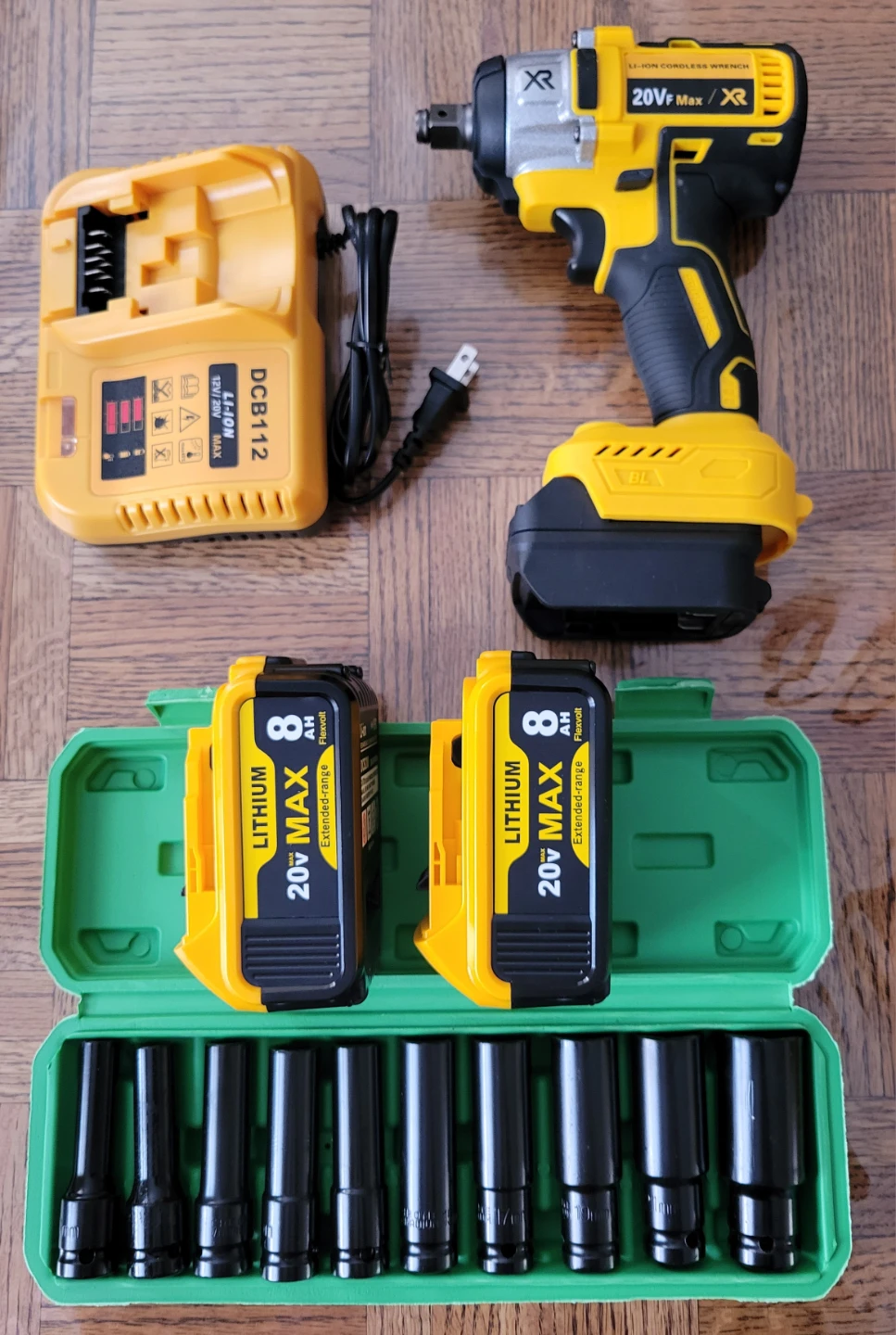 NEW Impact Wrench Kit with 2 Batteries 8.0Ah & Metric Socket Set