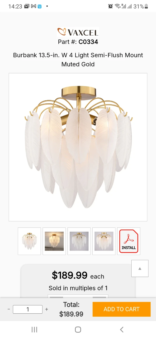 Vaxcel Burbank 4 Light Semi-Flush Mount Chandelier - photo 3
