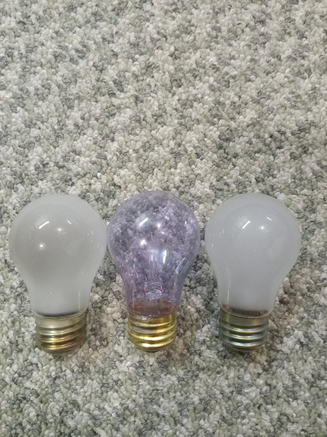 3 Light Bulbs - 2 Frosted, 1 Purple