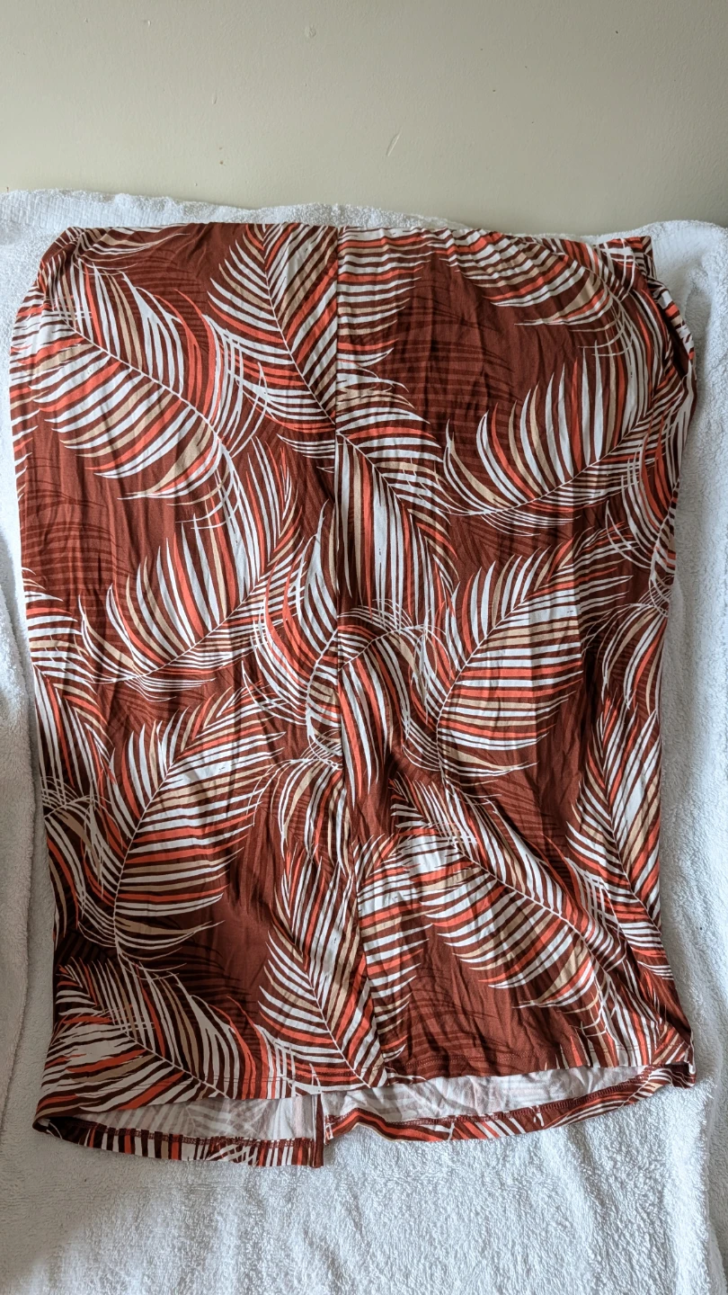 2 Brown Tropical Print Twist Front Midi Skirts