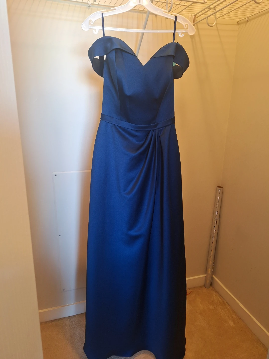 Navy Blue Off-the-Shoulder Maxi Dress - Size 8