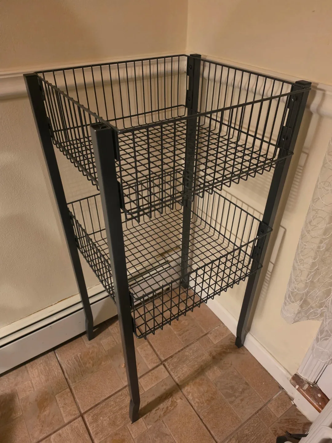 2-Tier Metal Wire Basket Stand - photo 2