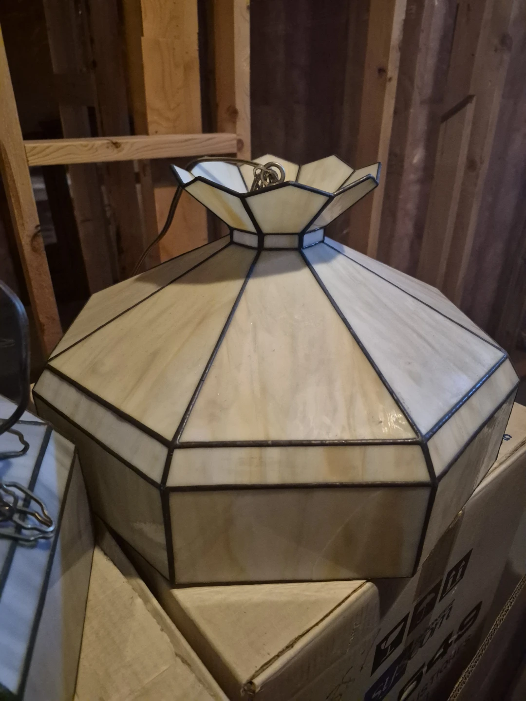 Vintage Stained Glass Pendant Light Fixture