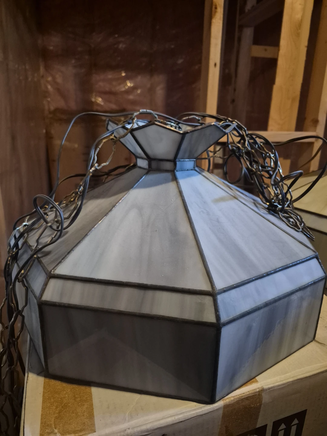 Vintage Stained Glass Pendant Light Fixture - photo 2