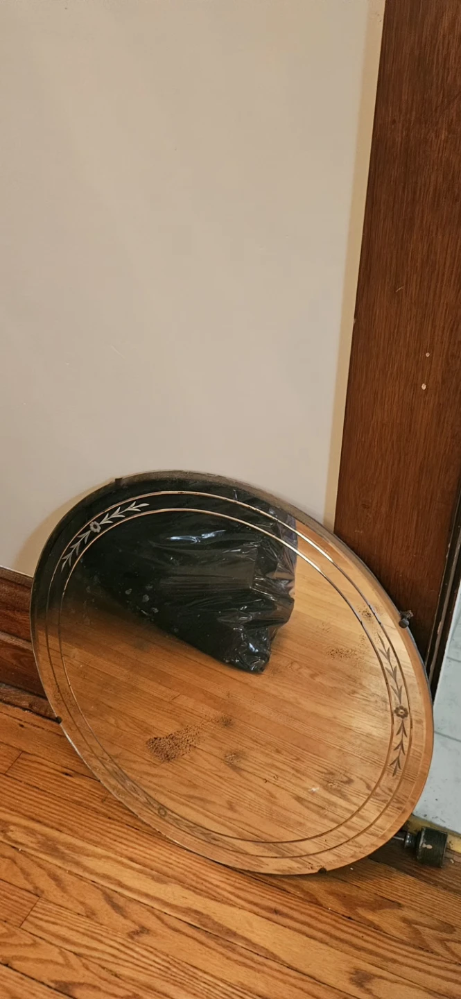 Vintage Etched Oval Mirror