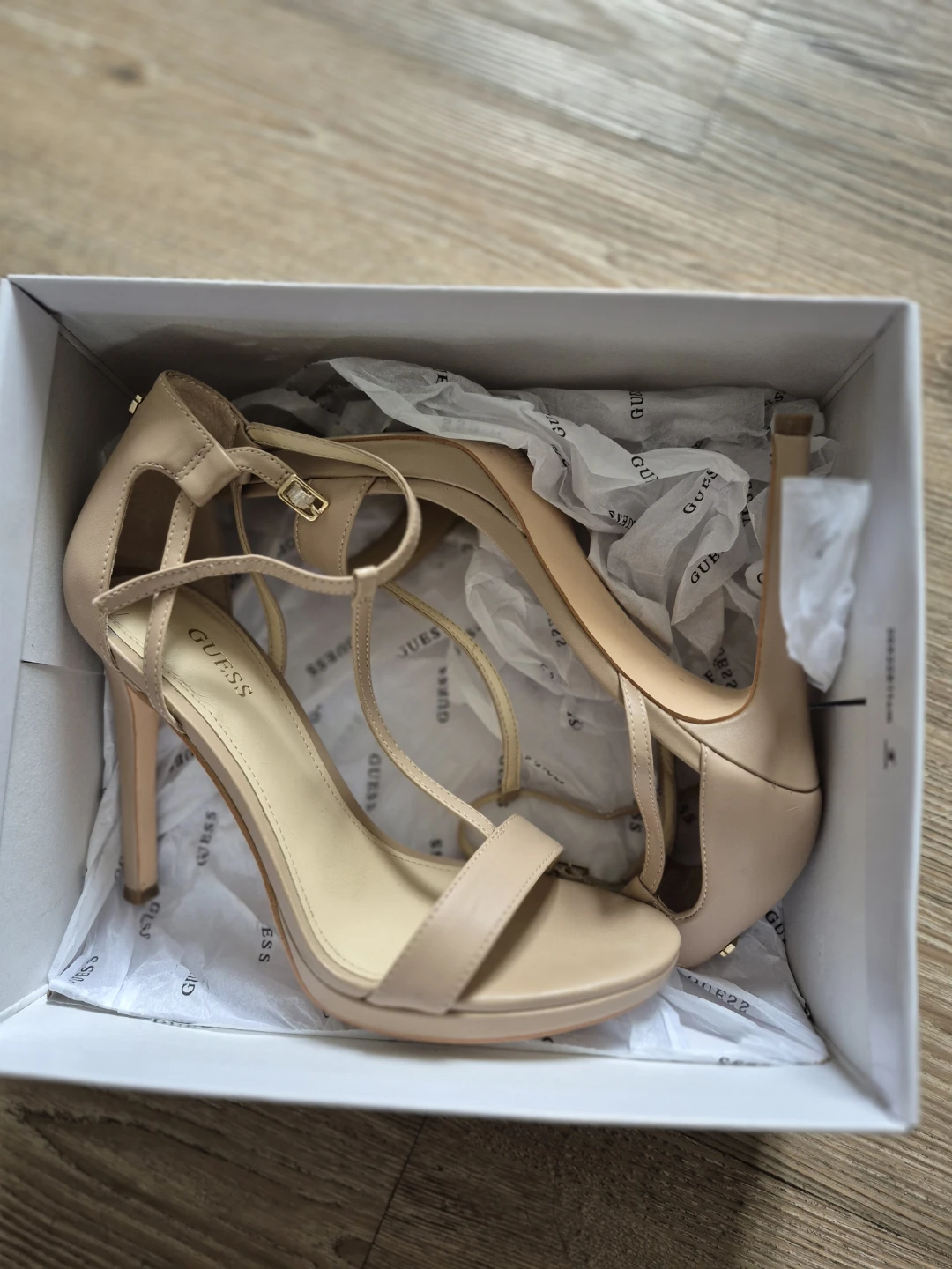 Guess Women's Nude Strappy High Heel Sandals