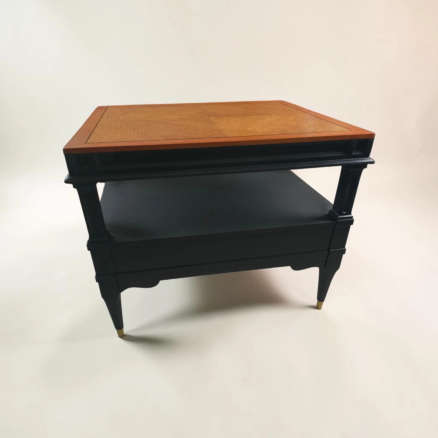 Vintage End Table with Drawer - Wood Top & Black Base - photo 5