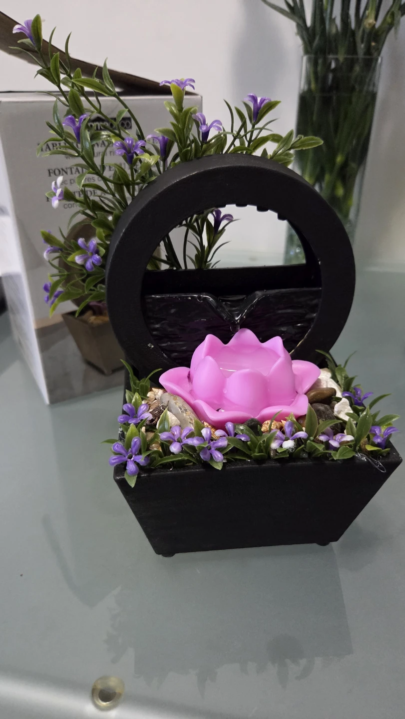 Homdecor Tabletop Water Fountain with Pink Lotus - photo 2