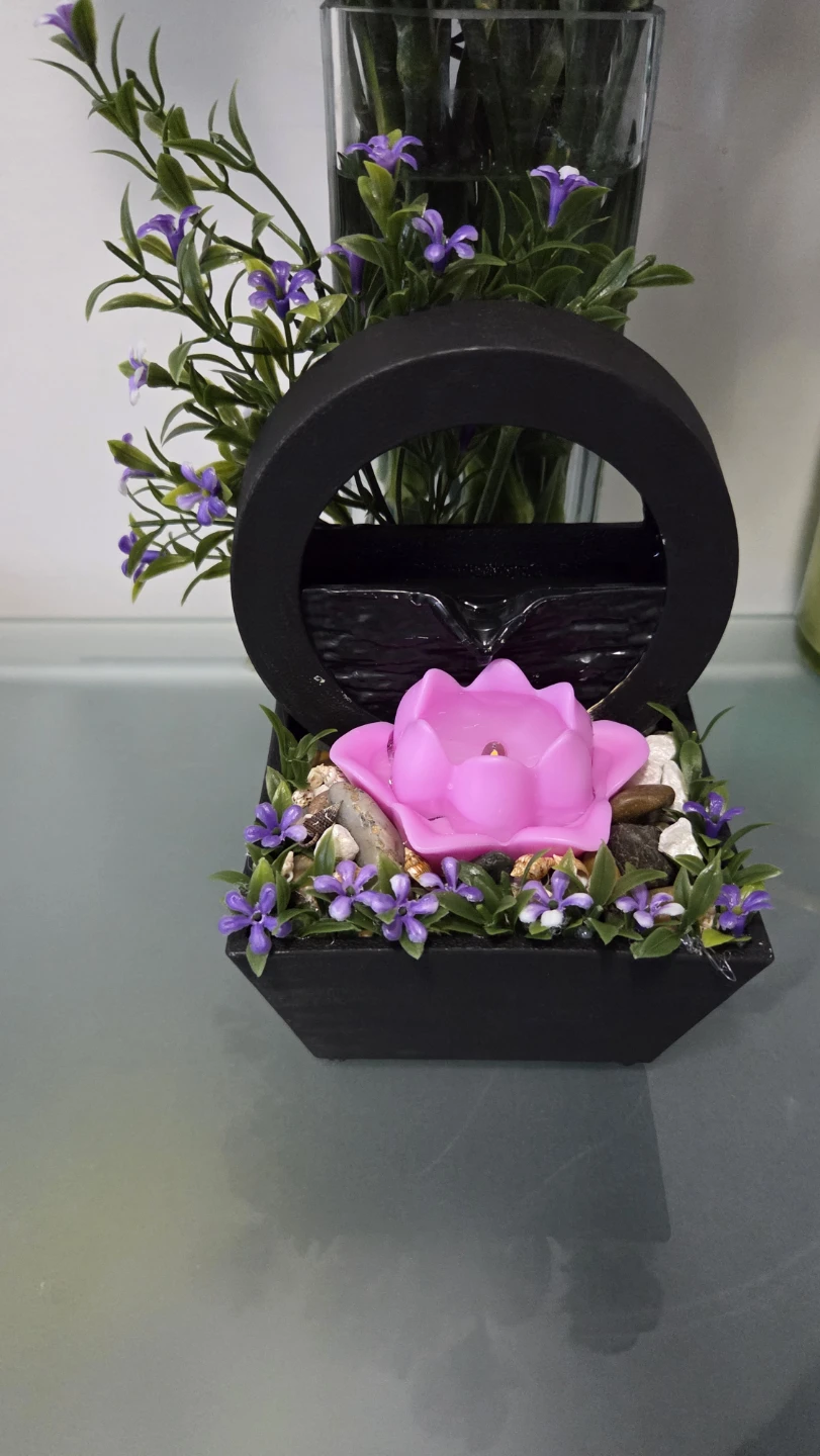 Homdecor Tabletop Water Fountain with Pink Lotus - photo 3