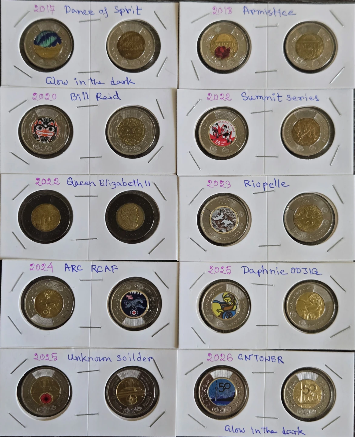 Collection of Canadian Commemorative Two-Dollar Coins