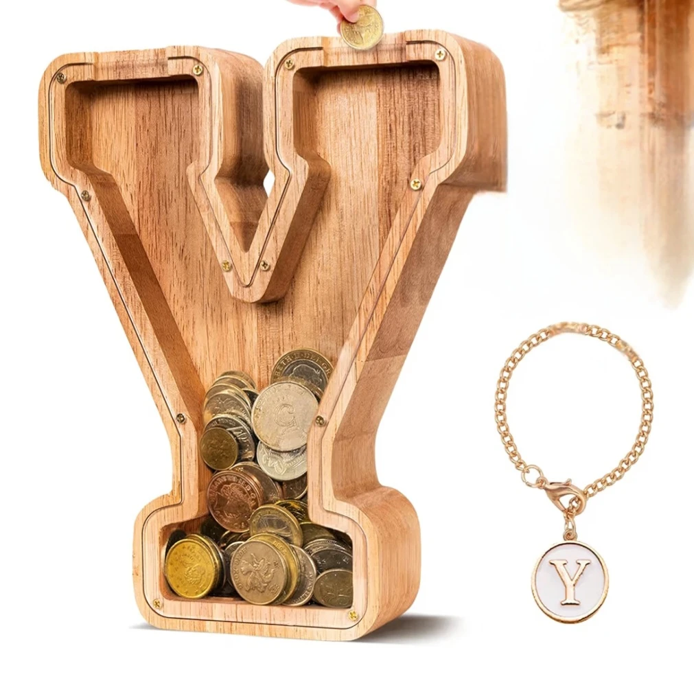 WOODEN LETTER PIGGY BANK LETTER Y - photo 2
