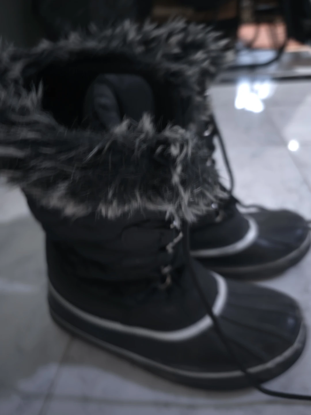Black Winter Boots with Fur Trim - photo 2