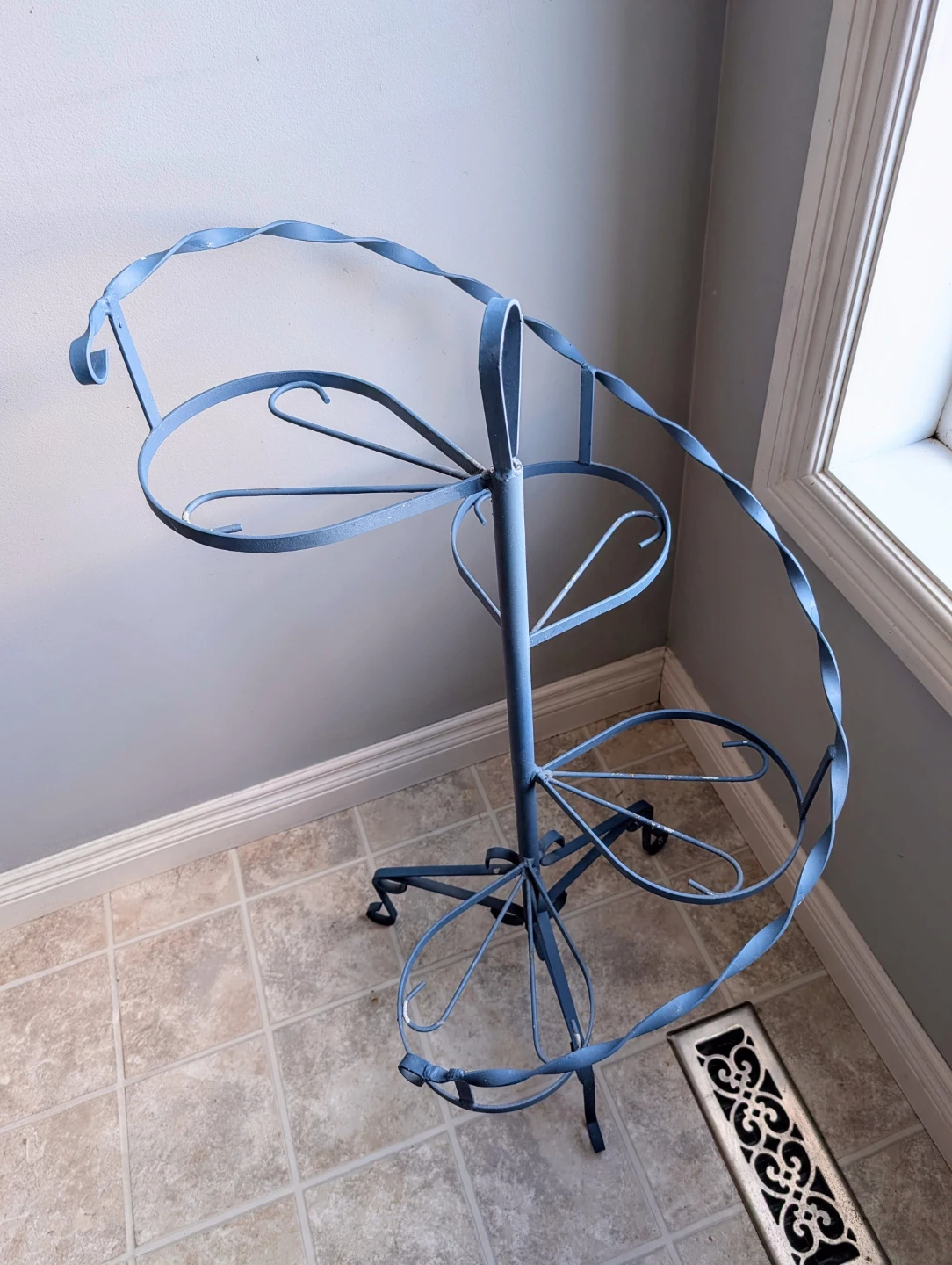 Vintage Wrought Iron Heavy Duty Spiral Tier Plant Stand - photo 3