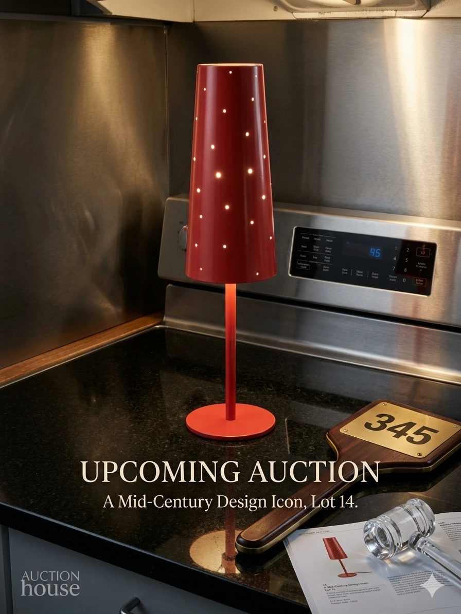 Vintage IKEA "Tallvik" Metal Table Lamp (Red)