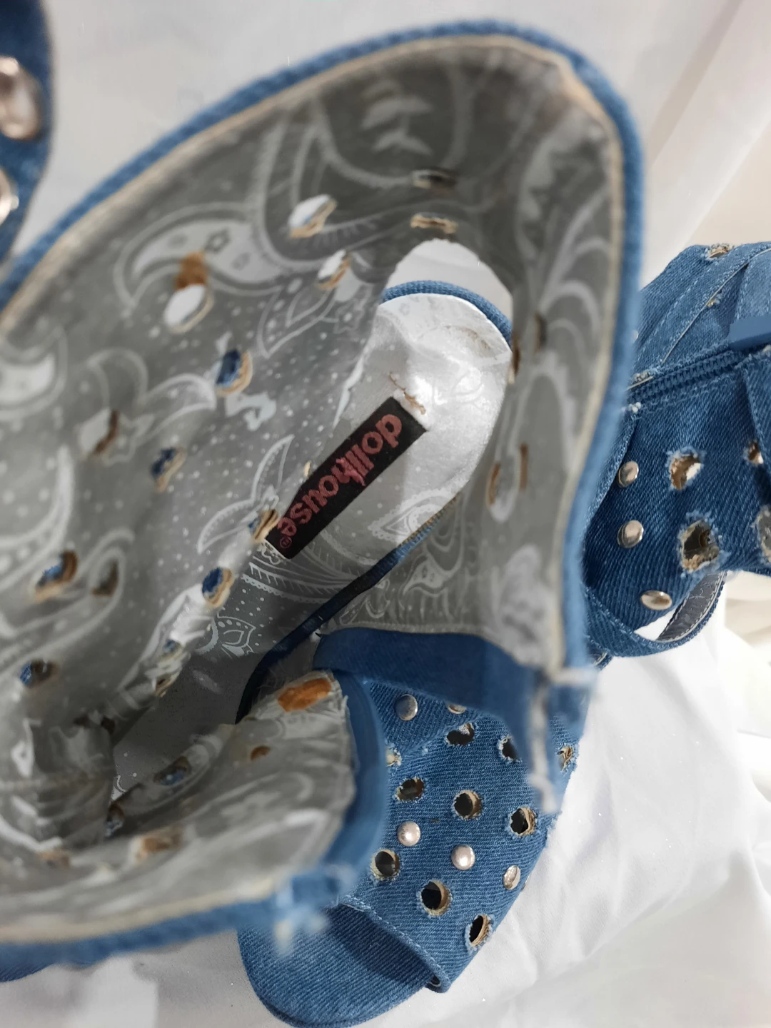 Dollhouse Denim Open Toe Booties