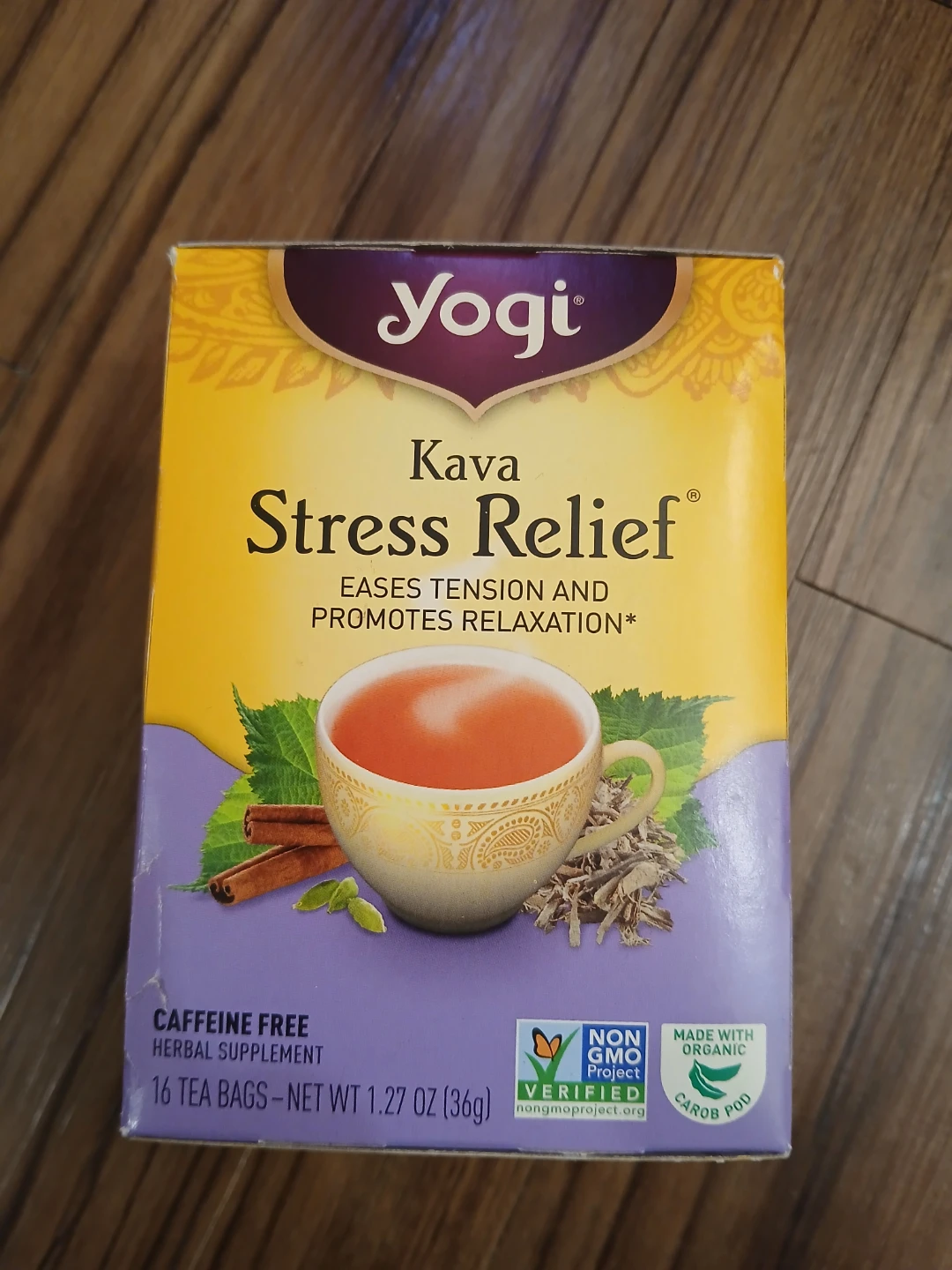 Yogi Kava Stress Relief Herbal Supplement Tea, 16 Tea Bags