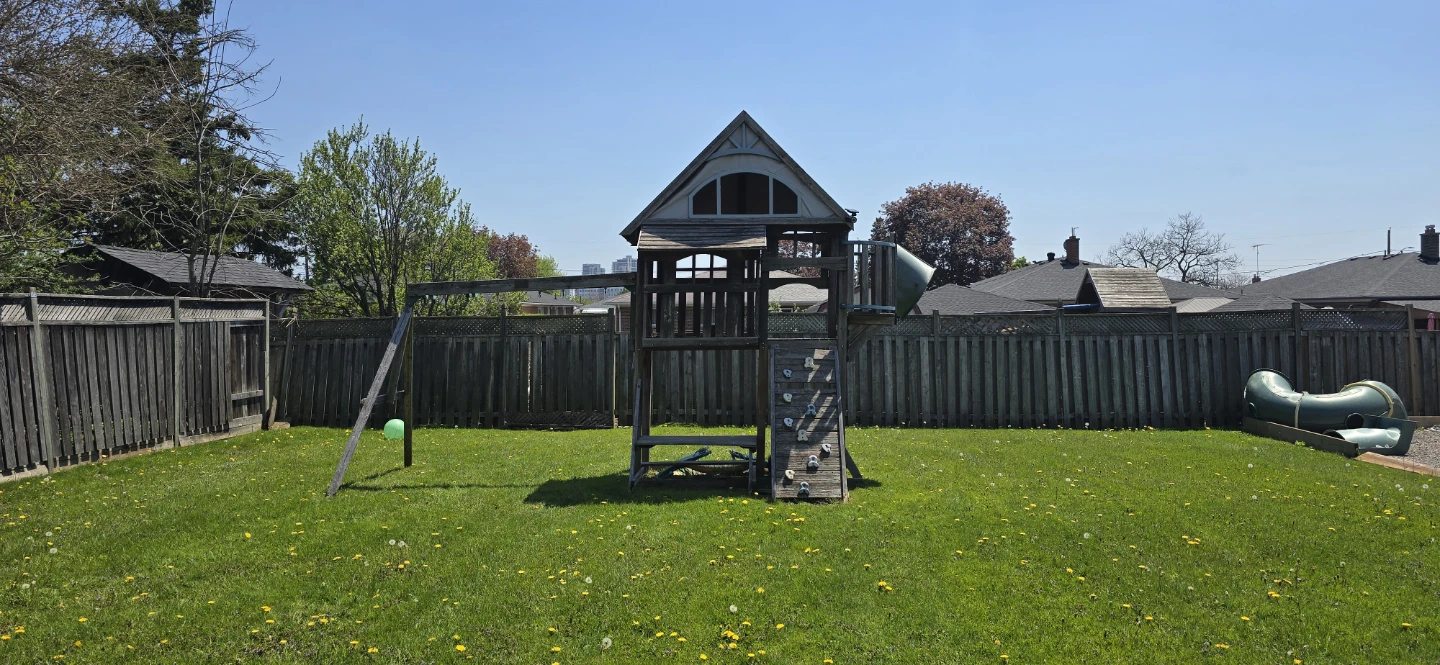 Wooden Playground with Swing and Slide