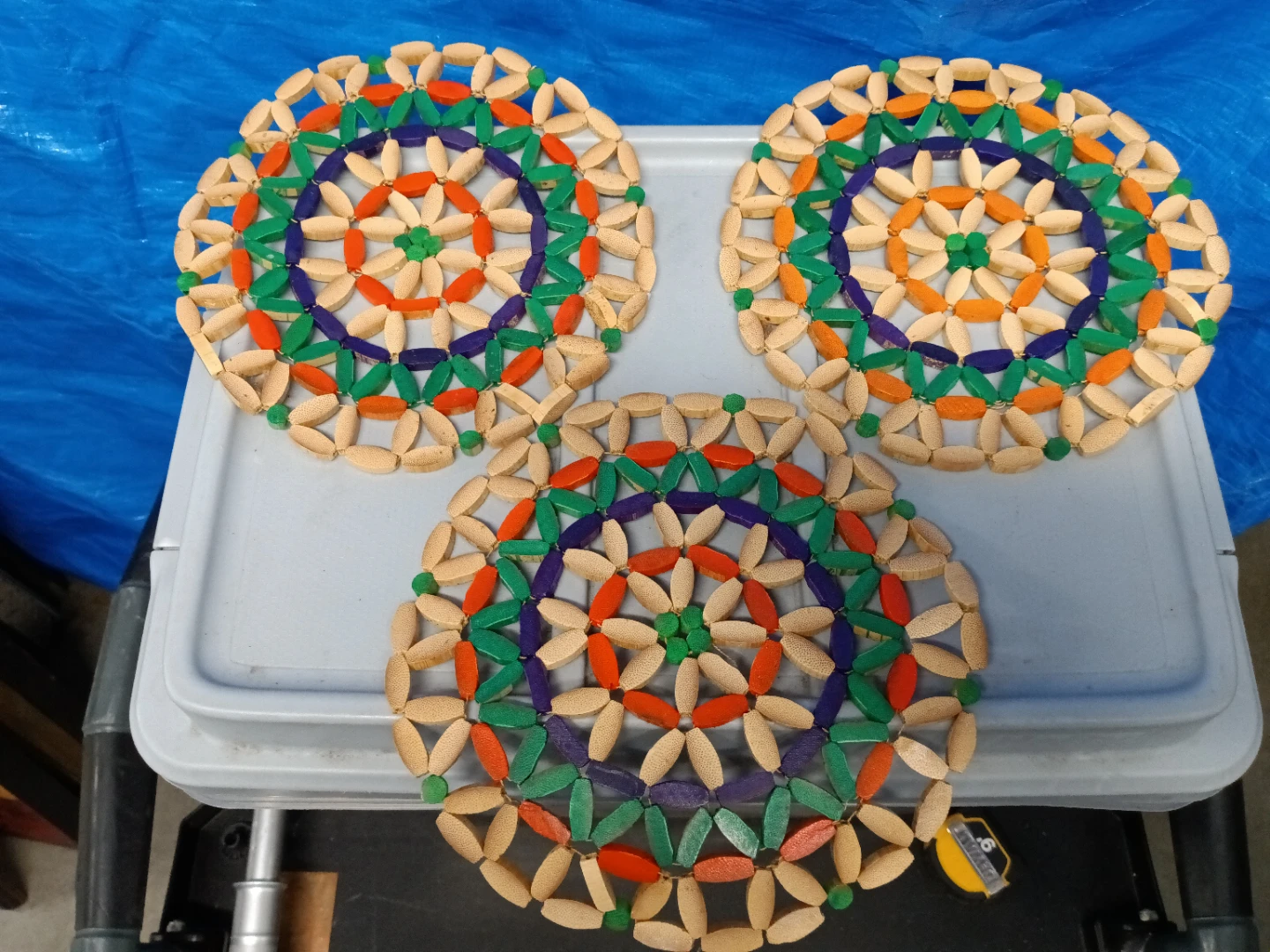 3 Wood Beaded Plant Pot Trivets