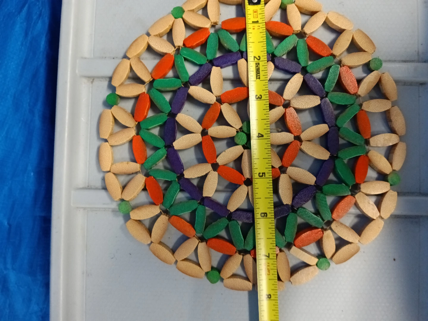 3 Wood Beaded Plant Pot Trivets - photo 2