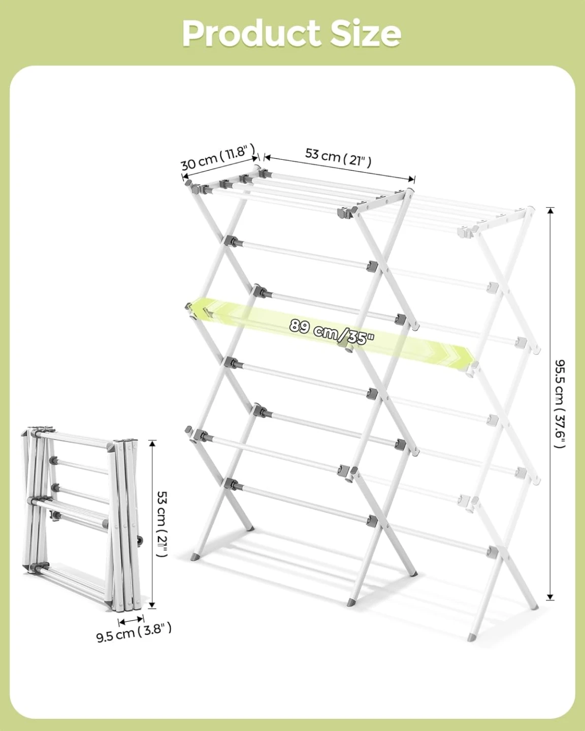 APEXCHASER Clothes Drying Rack, Expandable 3 Tiers Foldable - photo 3