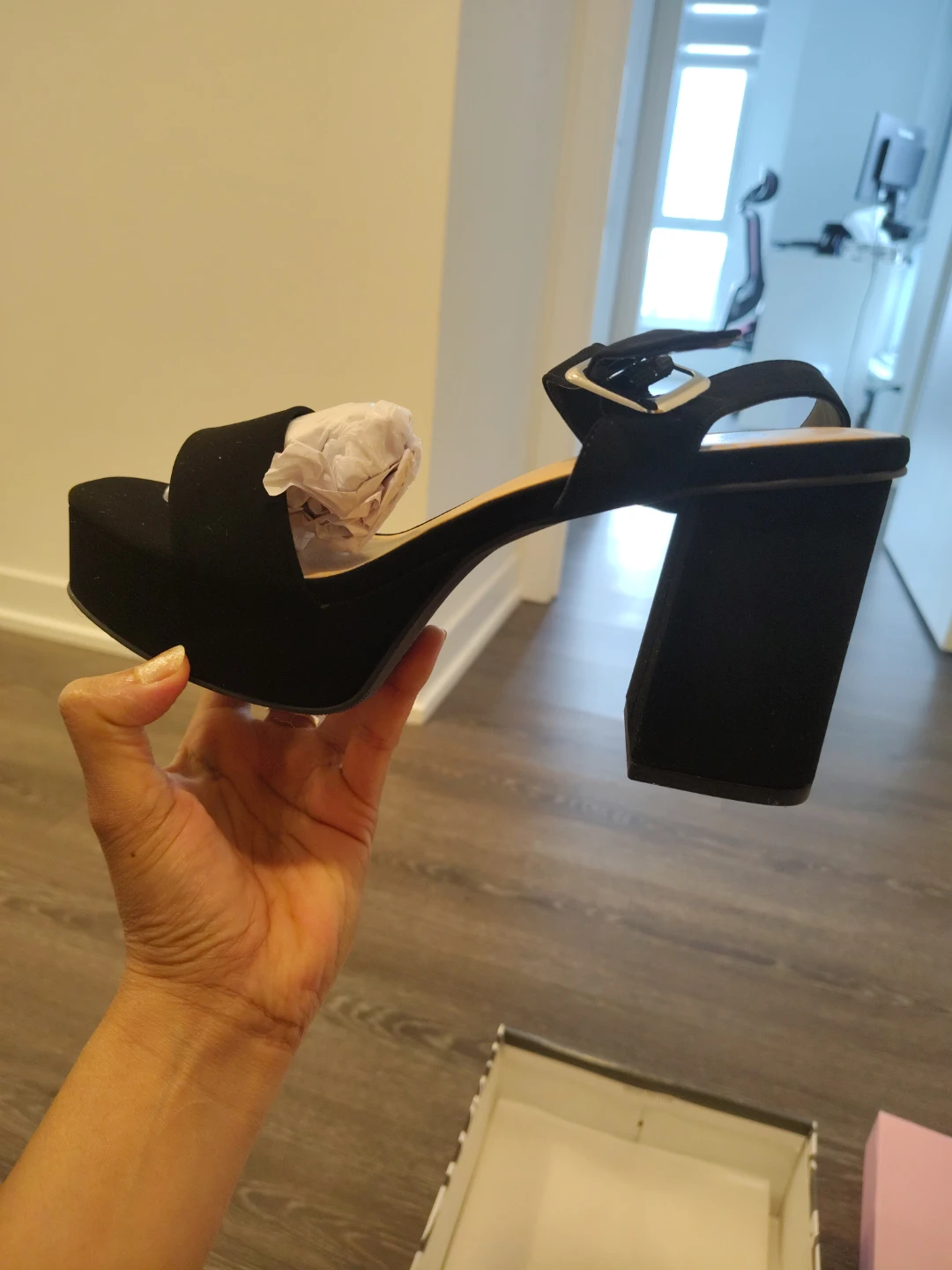Soda Black Platform Block Heel Sandals Size 8.5 - photo 5