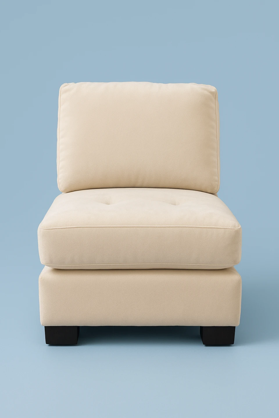 Cream Upholstered Armless Accent Chair