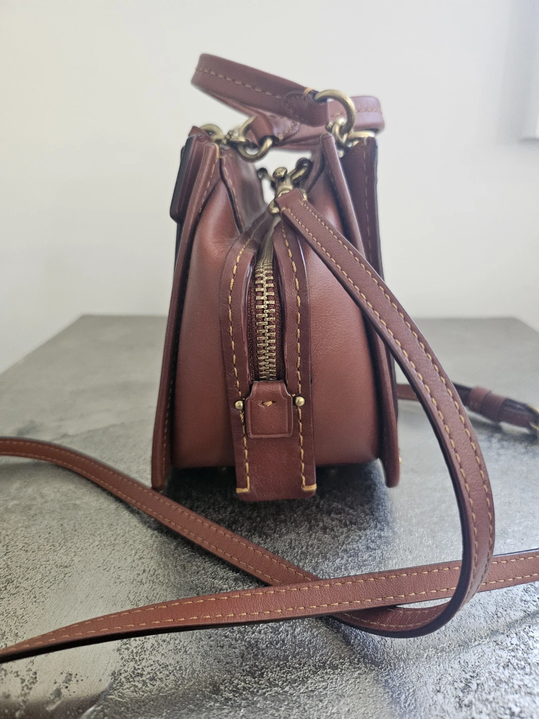 Coach Brown Leather & Signature Canvas Top Handle Bag - photo 3