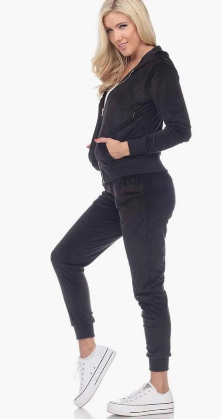 White Mark Velour Tracksuit Set - Black- sz S - photo 2