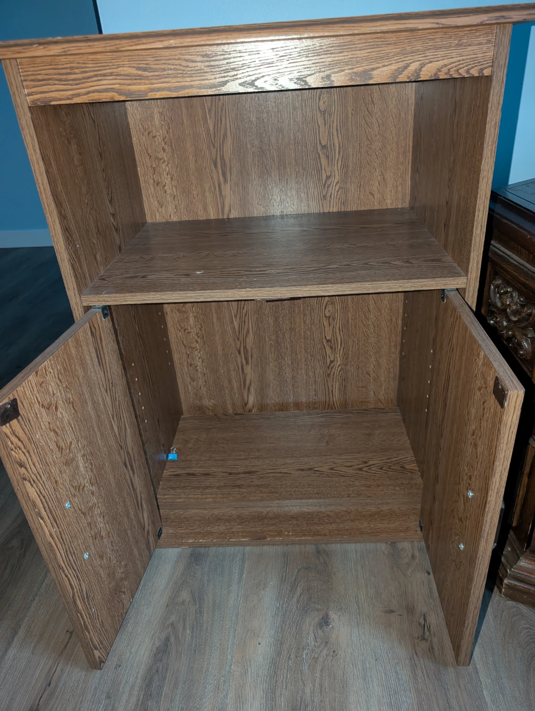 Brown Wood Cabinet with Shelves - photo 2