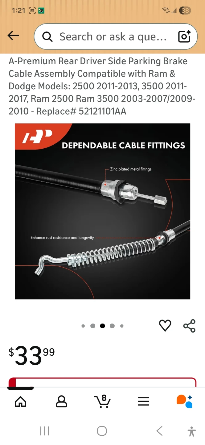 A-Premium Rear Driver Side Parking Brake Cable Assembly - photo 4