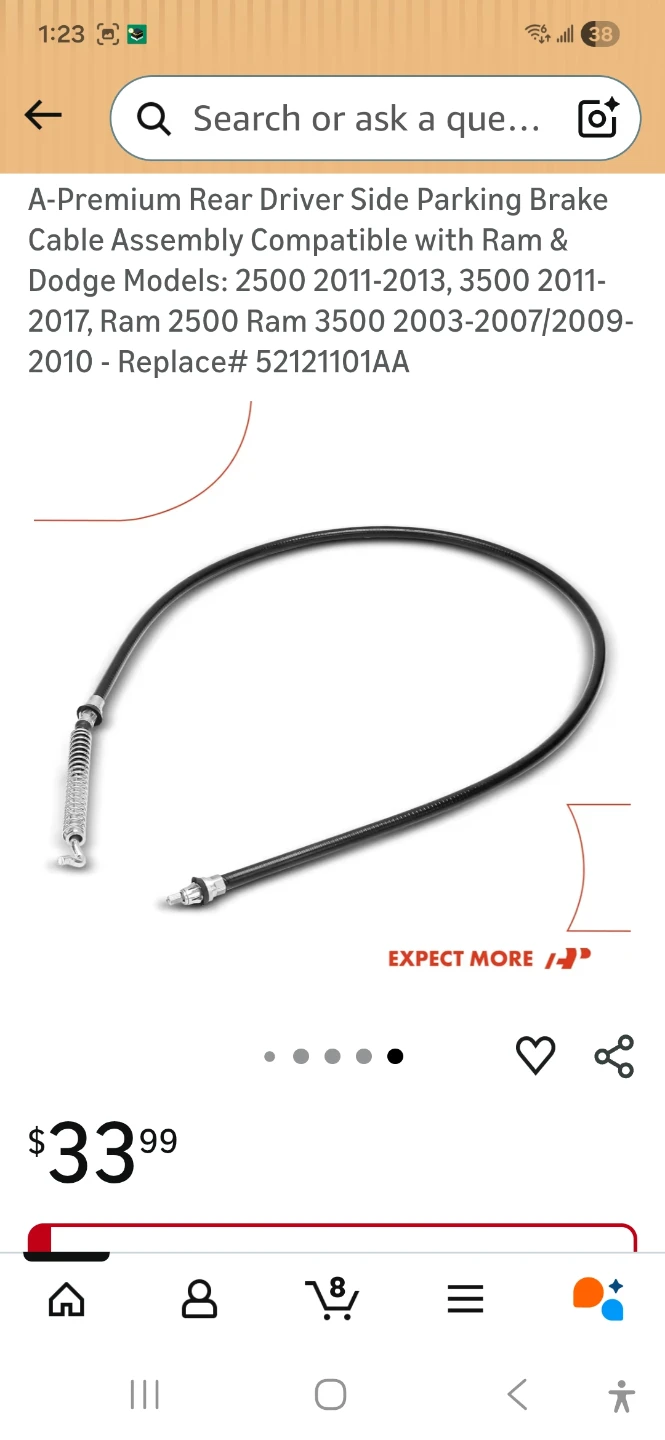 A-Premium Rear Driver Side Parking Brake Cable Assembly - photo 5