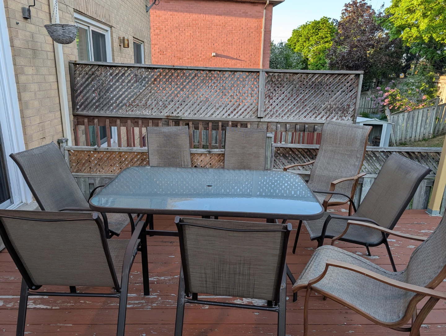 Glass Top Patio Dining Set with 6 Chairs