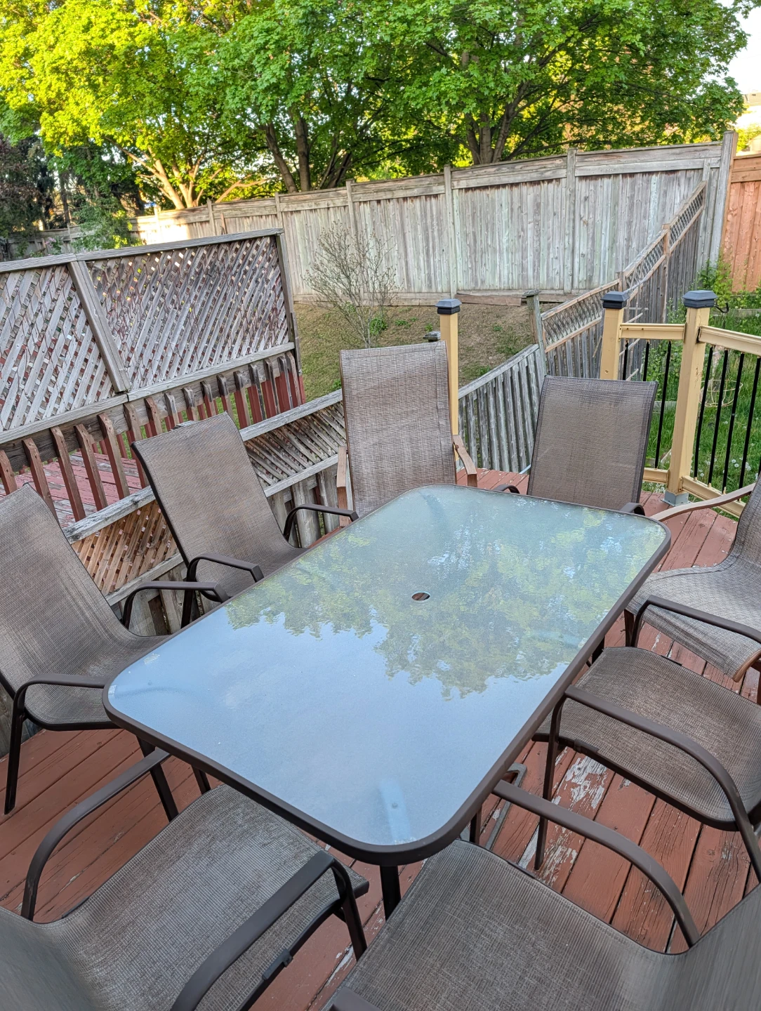 Glass Top Patio Dining Set with 6 Chairs - photo 2
