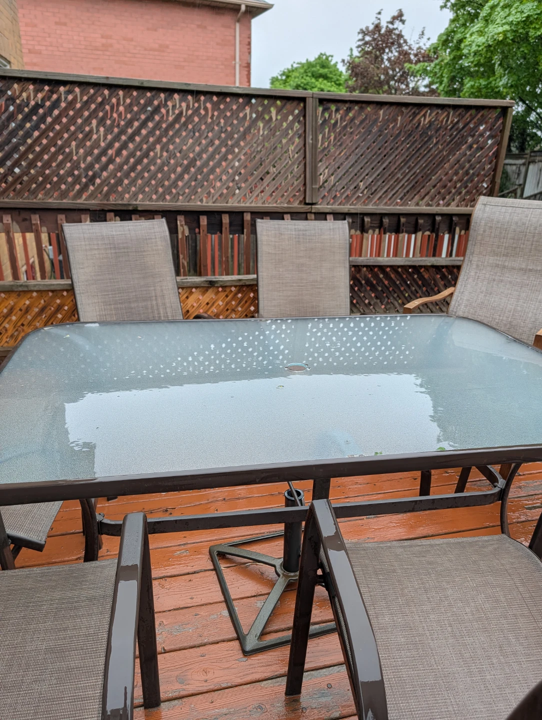 Glass Top Patio Dining Set with 6 Chairs - photo 3
