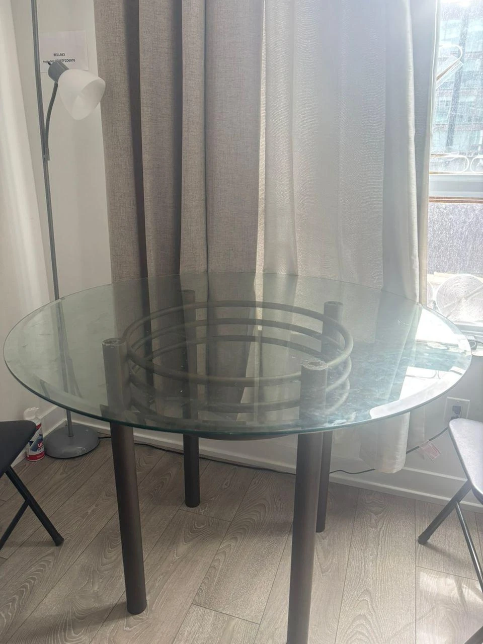 Round Glass Dining Table with Metal Base
