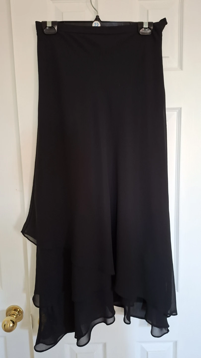 Black layered midi skirt
