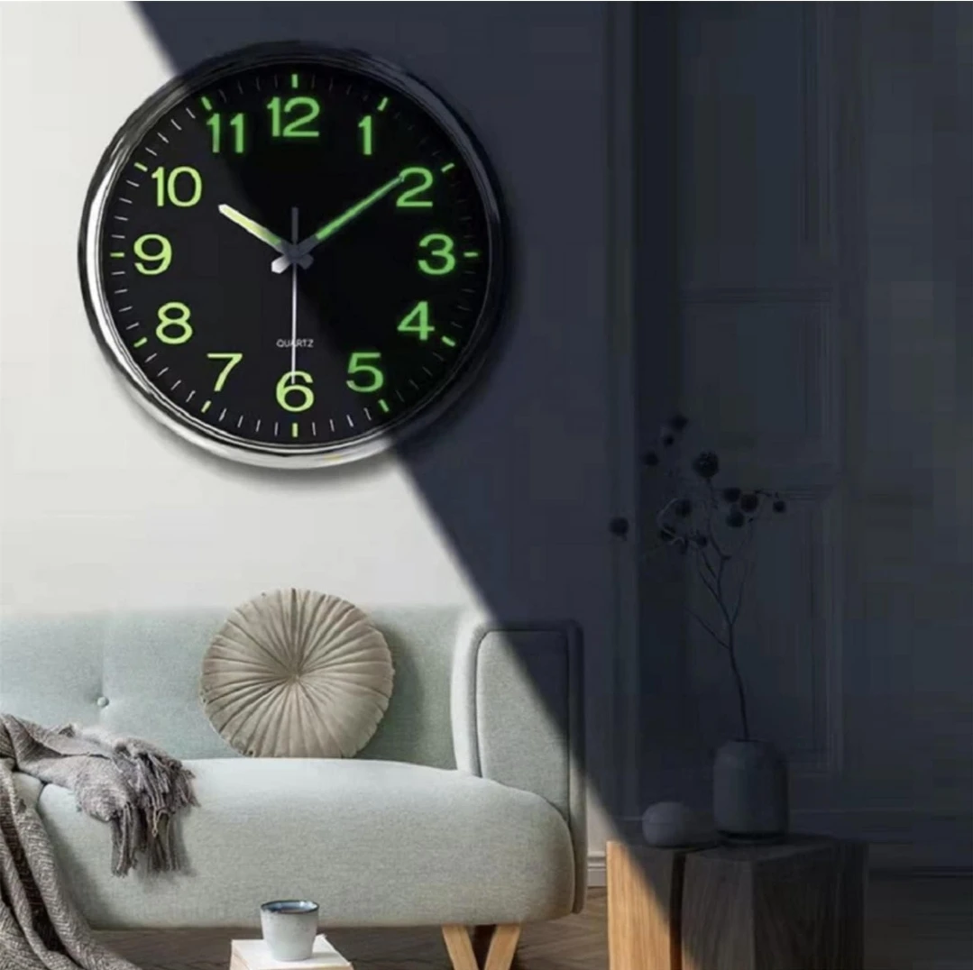 12” Silent Night Light Wall Clock – Large Easy-Read Numbers