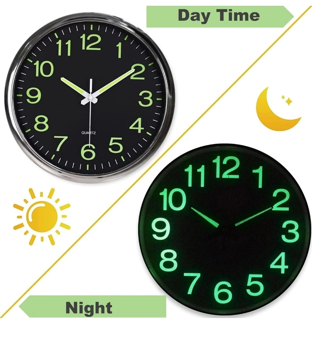 12” Silent Night Light Wall Clock – Large Easy-Read Numbers - photo 4