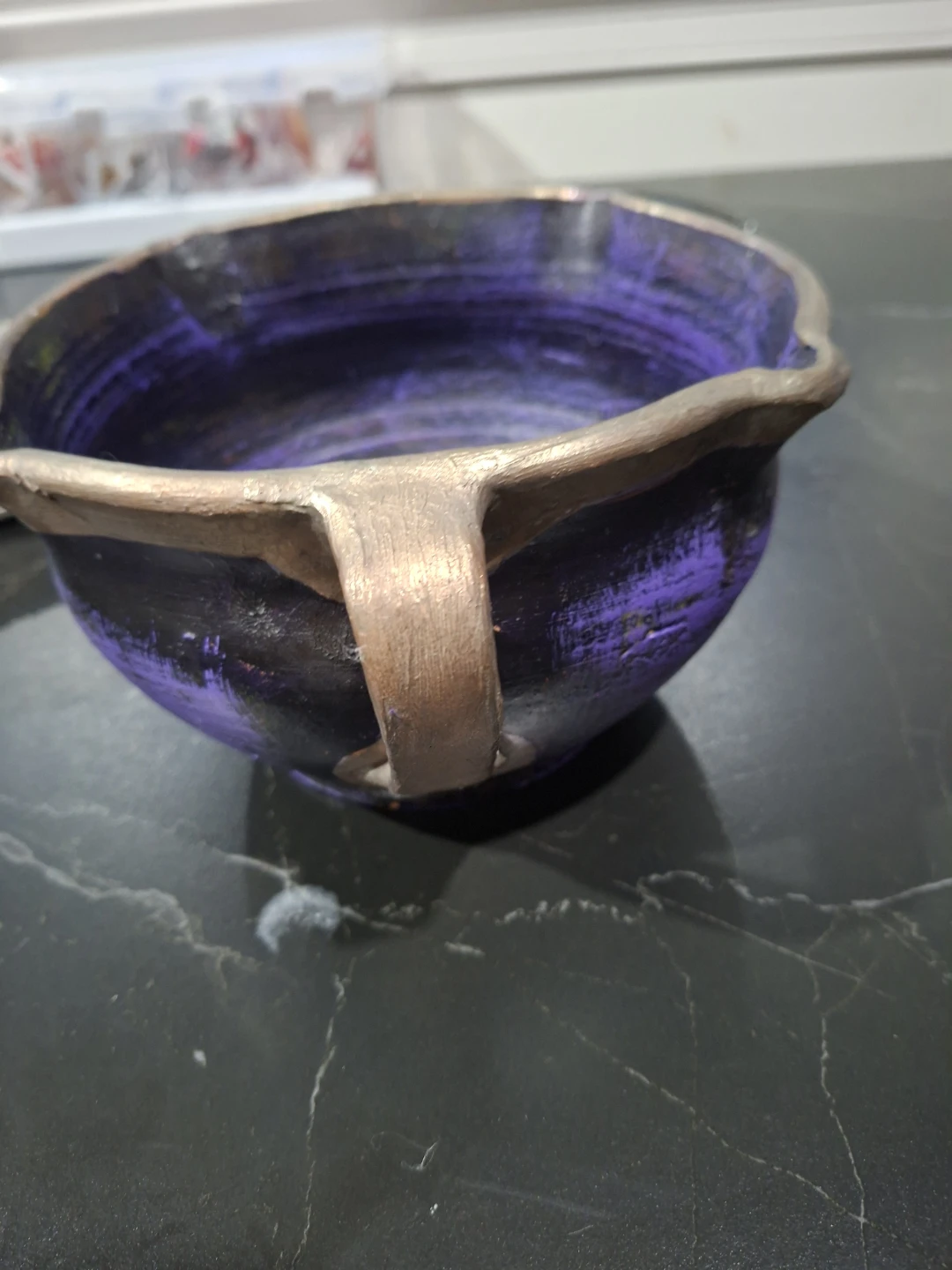 Handmade Purple Pottery Bowl - photo 2
