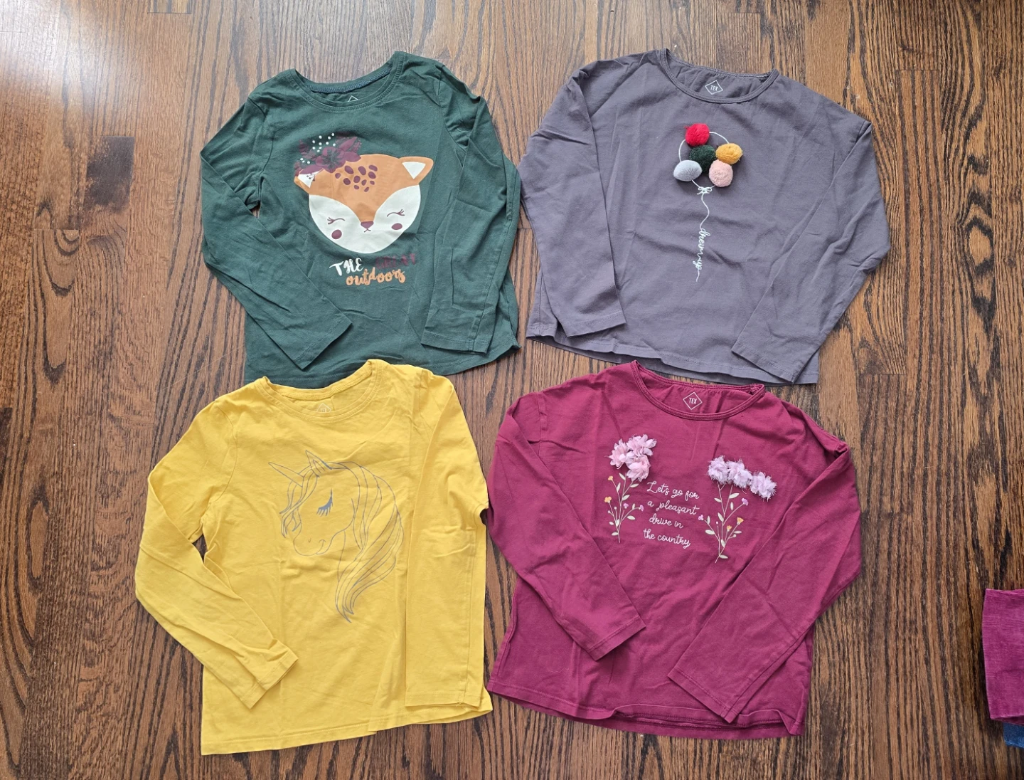 Bundle of 4 Girls Long Sleeve T-Shirts Size 7-8Y