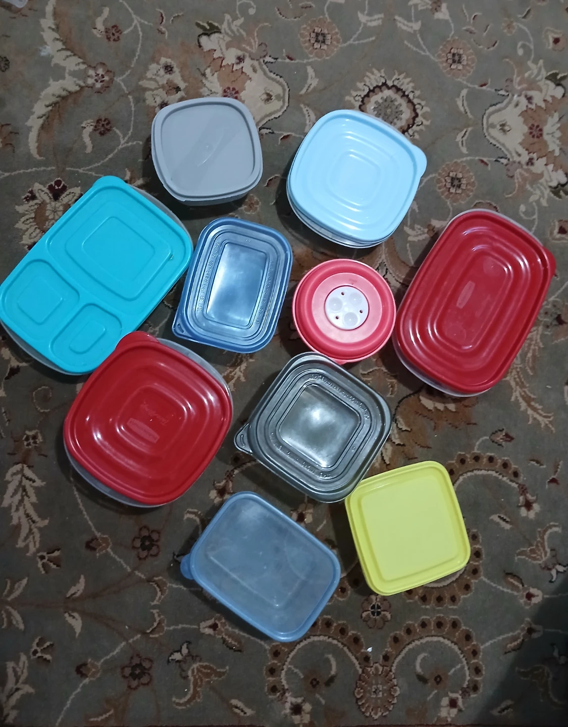 Assorted Plastic Food Storage Containers and Lids