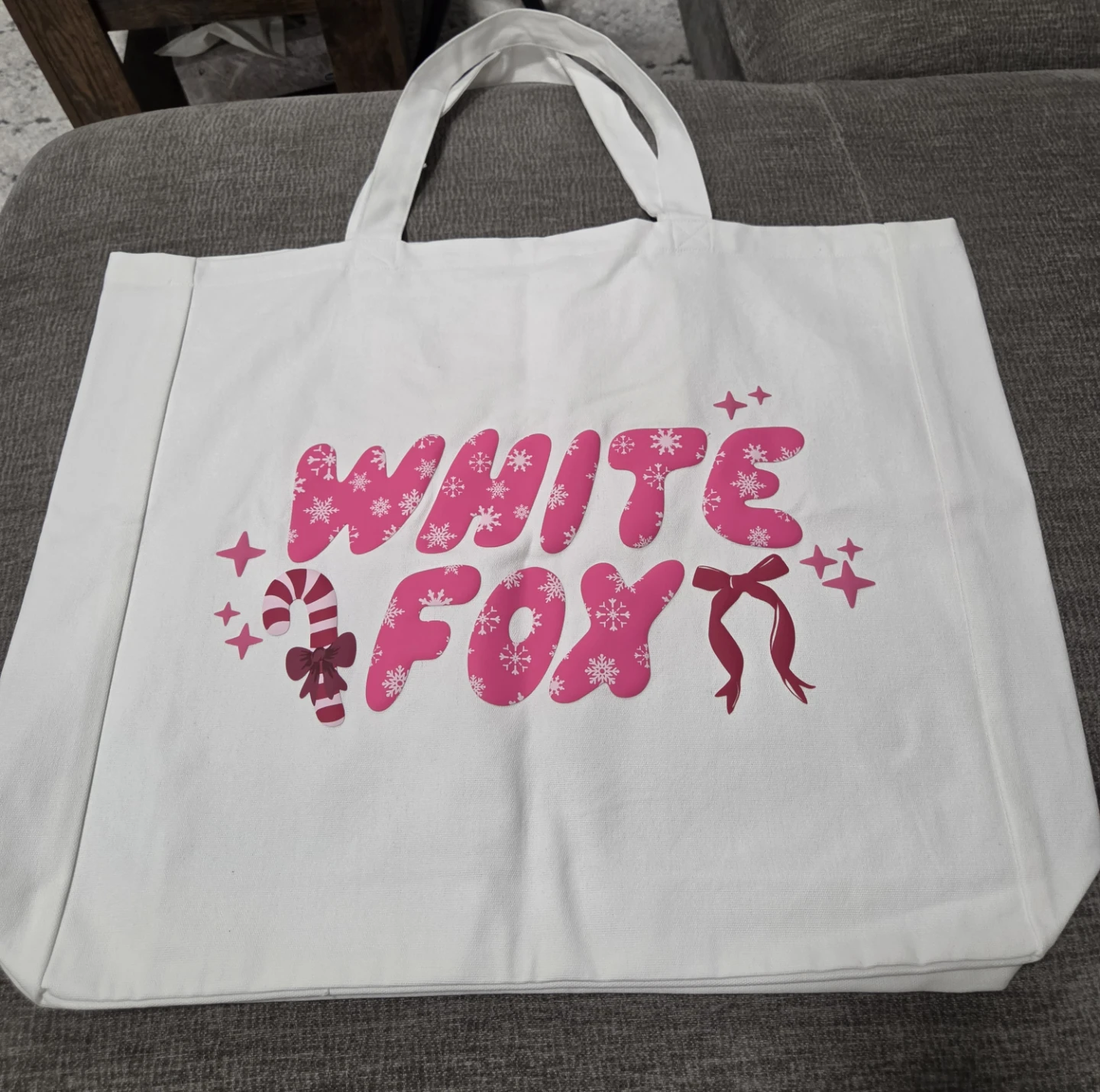 White Fox Holiday Tote Bag