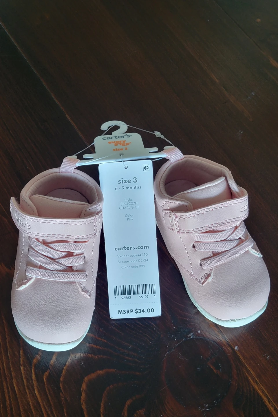 Carter's "Every Step" Pink Crib Shoes - Size 3 (6-9 Months) - photo 2