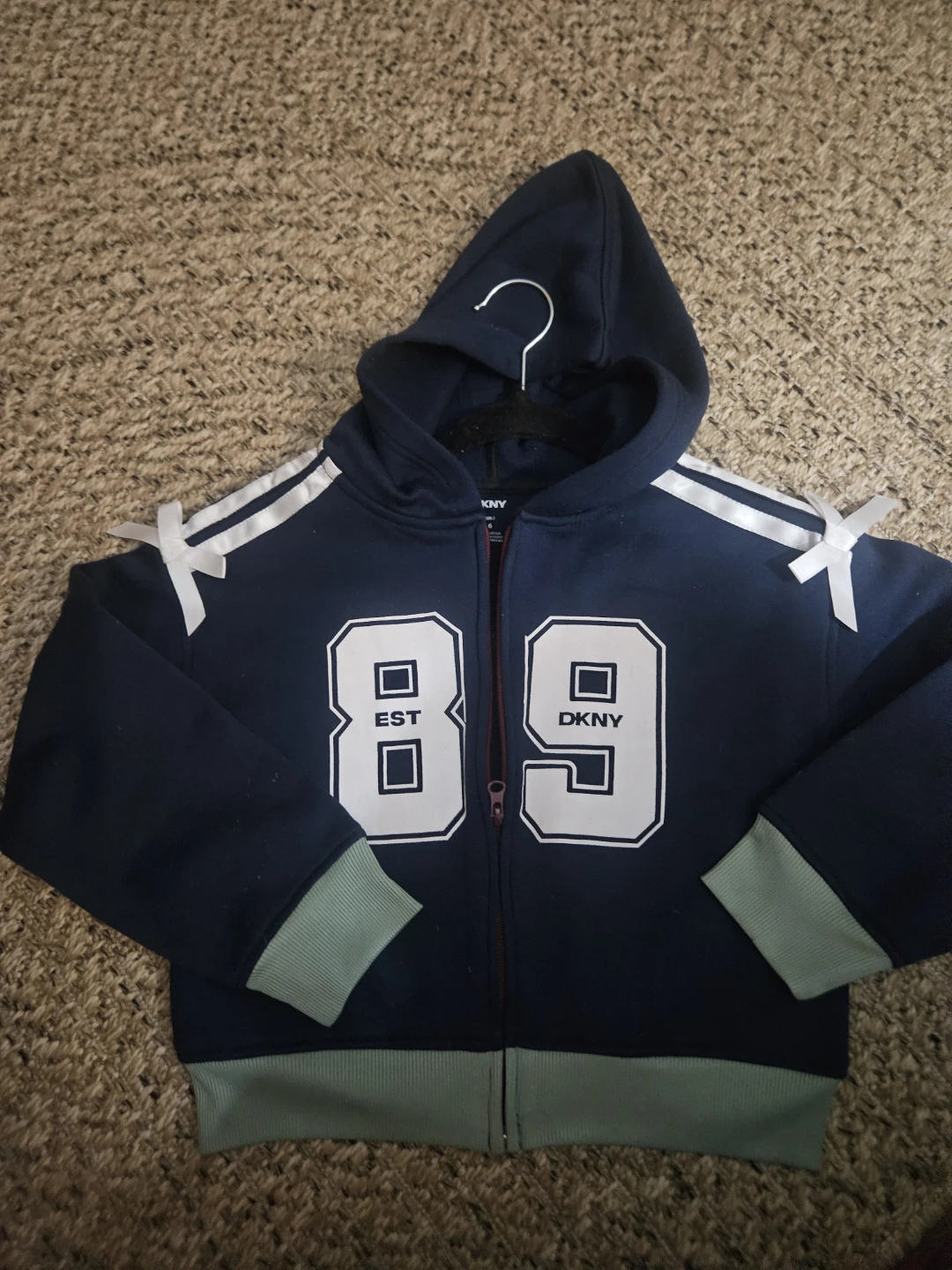 DKNY Girls  -6-Navy Zip-Up Hoodie.