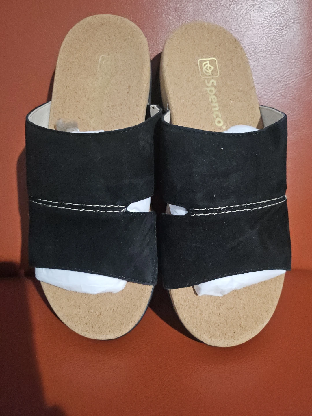 Spenco Women's Black Suede Slide Sandals