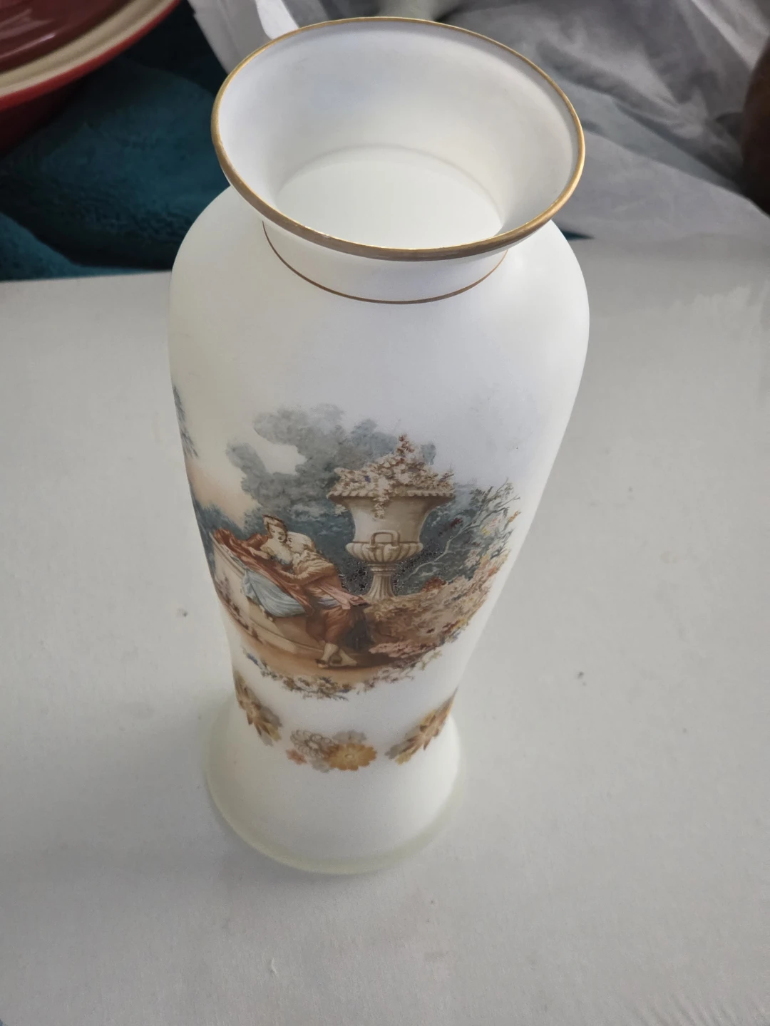 Decorative Frosted Glass Vase with Scenic Painting