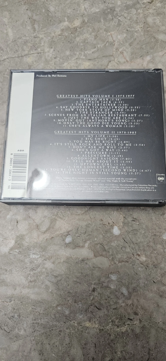 Billy Joel Greatest Hits Volume I & II CD compilation. - photo 2